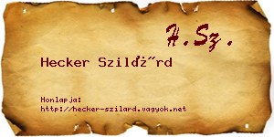 Hecker Szilárd névjegykártya